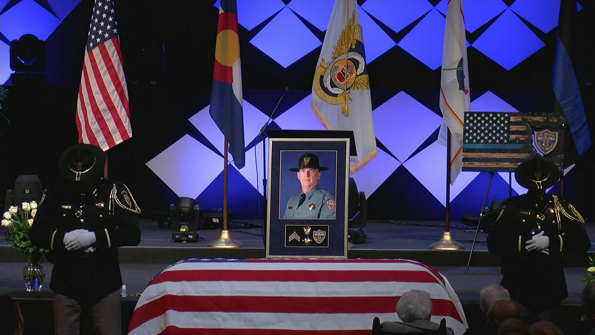 CSP Cpl. Dan Groves was killed while helping a stranded driver on a rural stretch of I-76 during last week's blizzard. He was laid to rest Thursday morning.