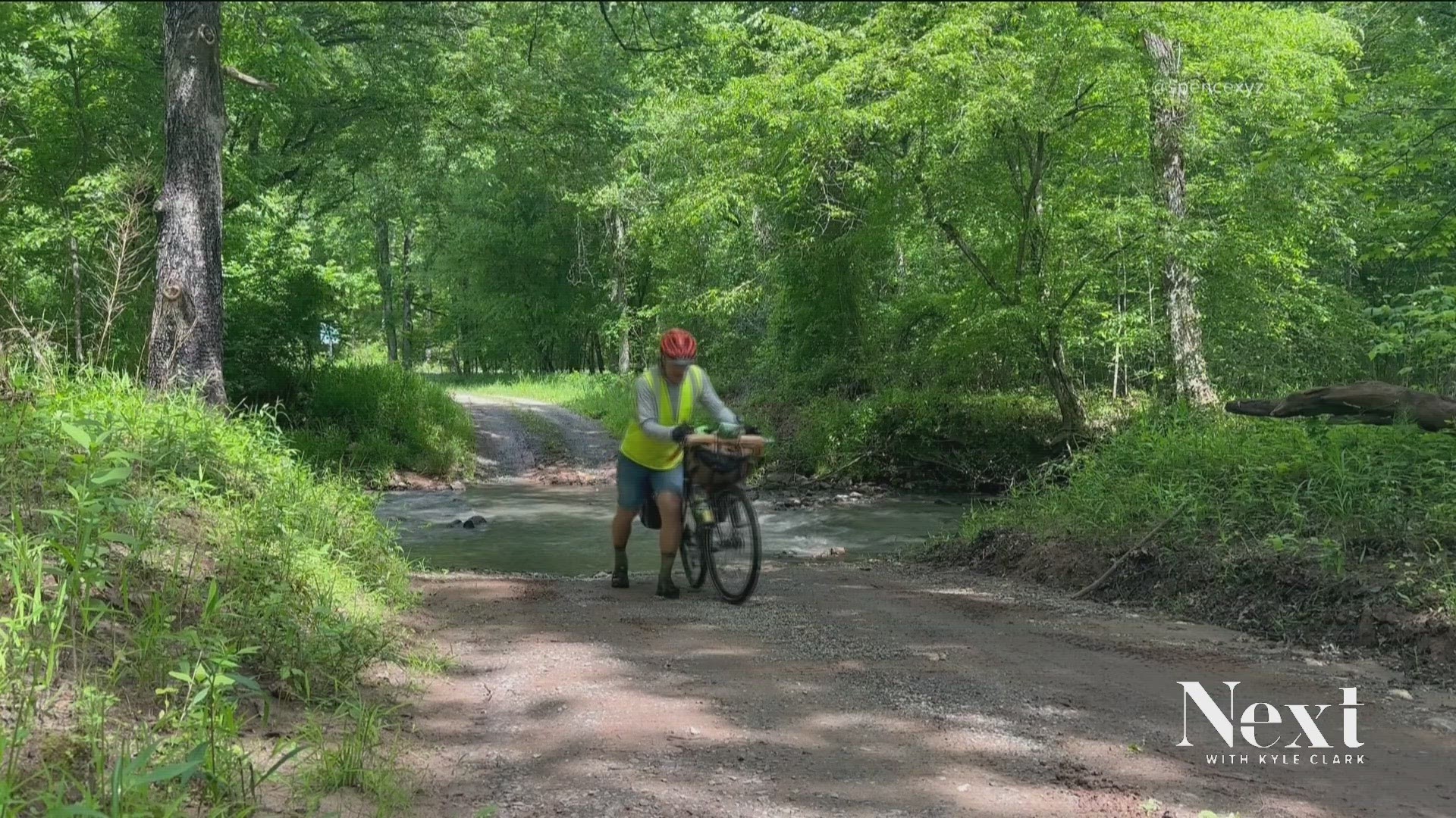 The cyclist has biked 12,000 miles so far and has about 6,000 more to go.