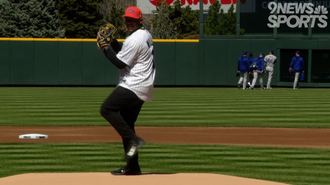 Russell Wilson throws first pitch at Rockies Opening Day