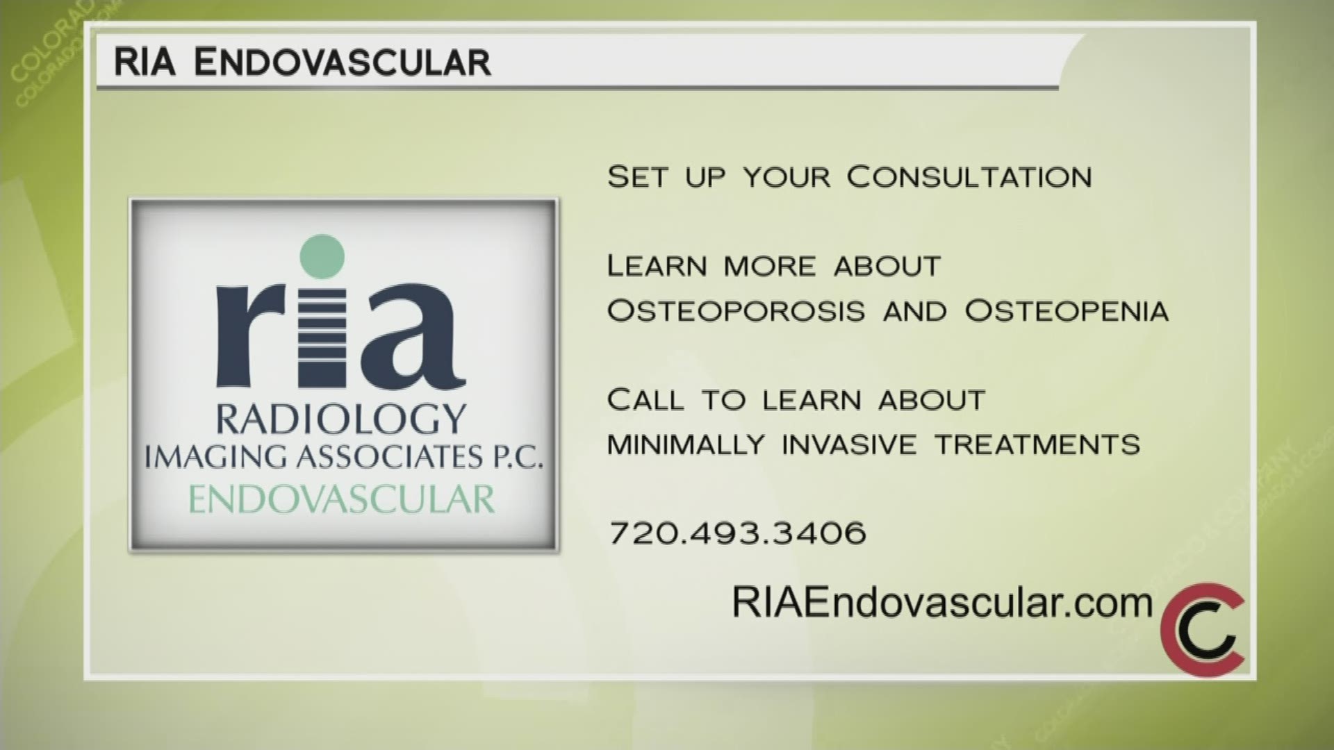If you feel like you're suffering from any of the symptoms talked about in this segment, call 720.493.3406 or visit RIAEndovascular.com to see how they can help.