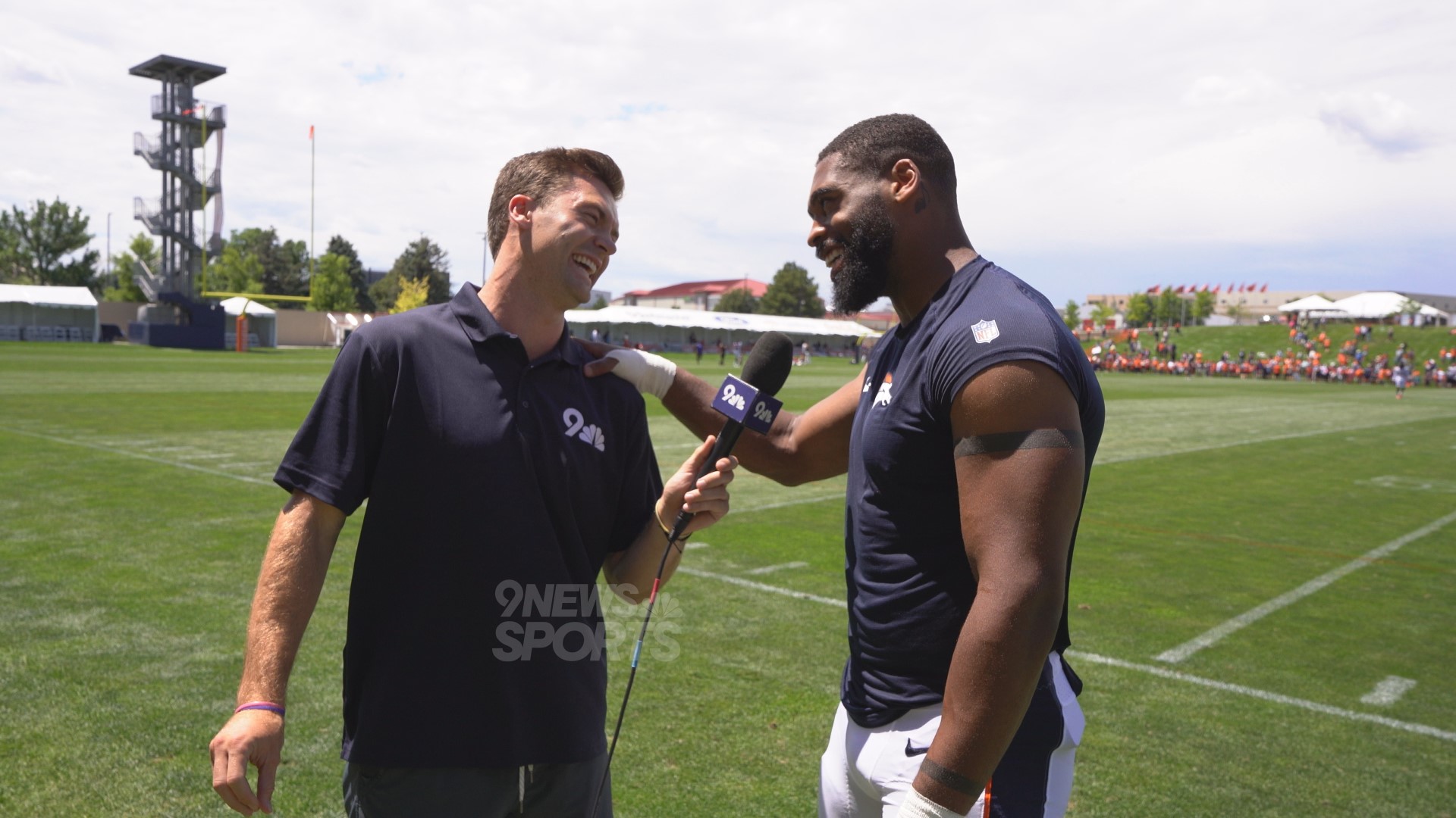 Russell Wilson shows up to Broncos training camp in own jersey