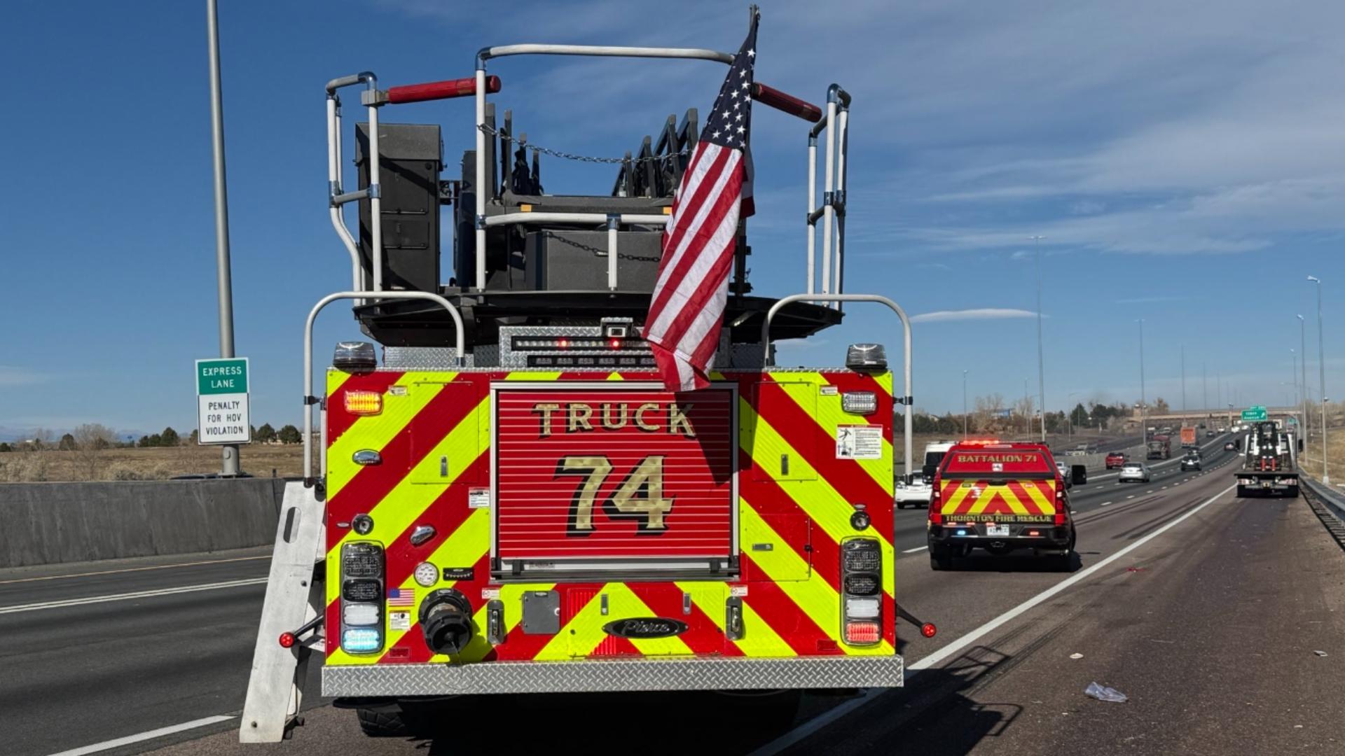 I-25 NB lanes reopen in Thornton after hazmat spill | 9news.com