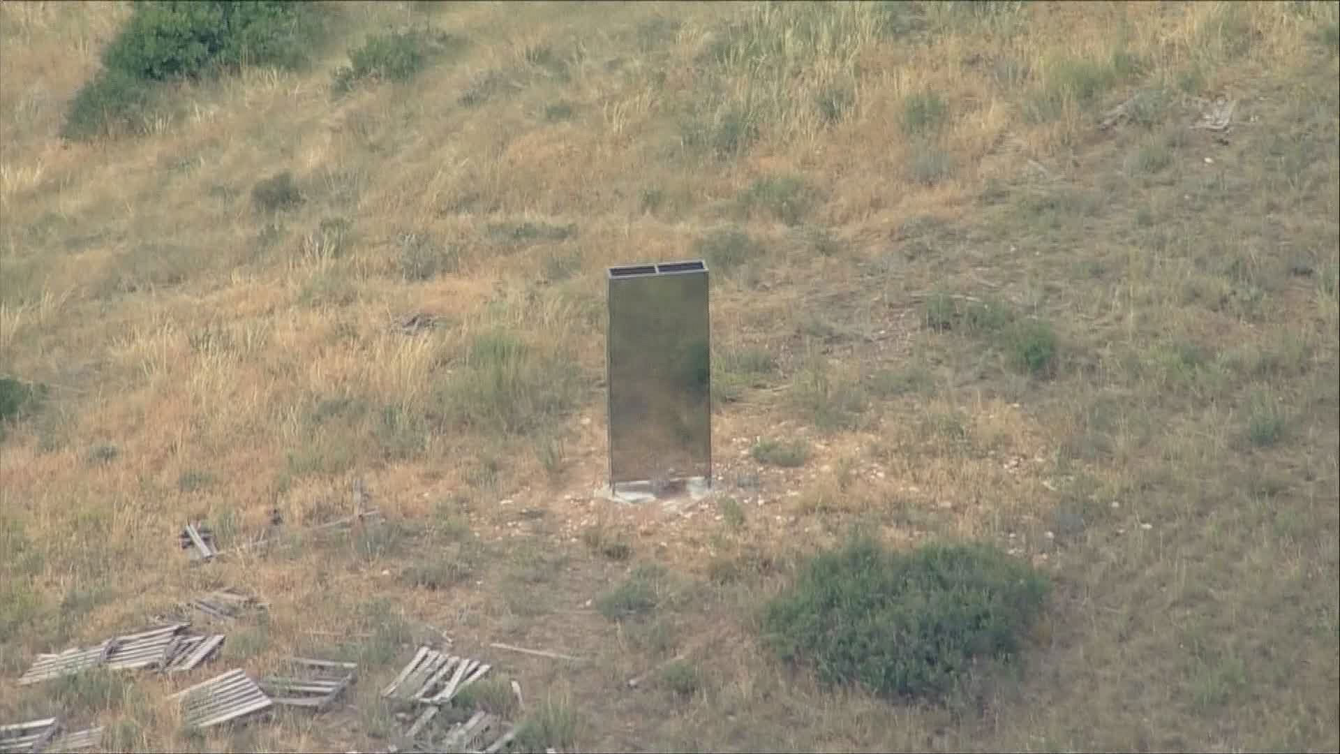 The shiny, tall, rectangular object appeared in a field about 70 miles north of Denver in Larimer County on Wednesday.