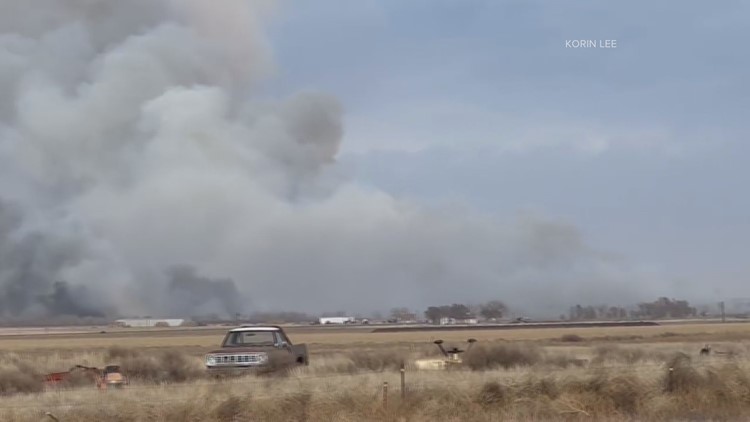 Wildfire burning between Lamar and Granada, Colorado Wednesday