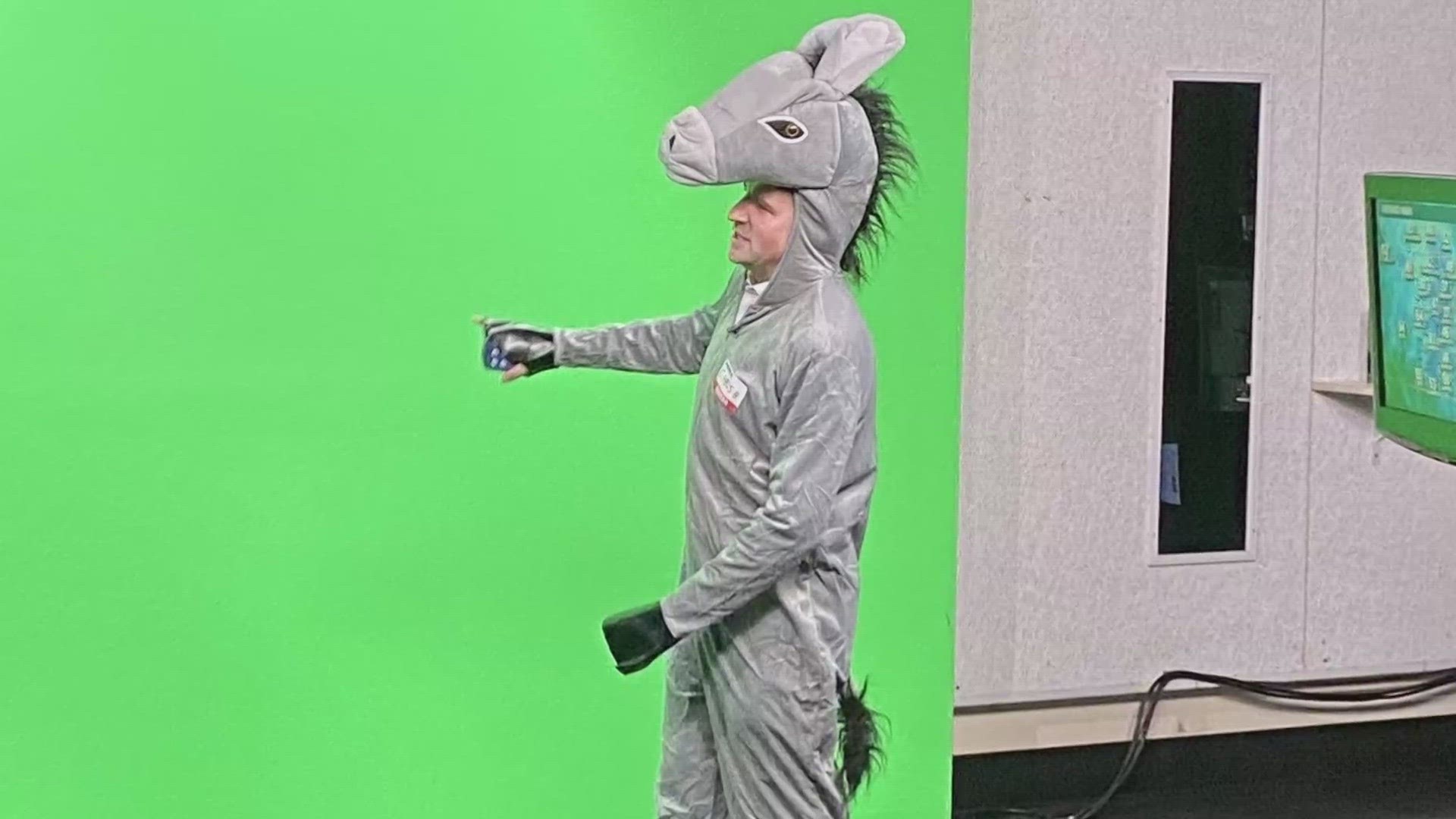 Meteorologist Chris Bianchi did the weather on Halloween as his closed captioning fail 'Crispy Donkey.'
