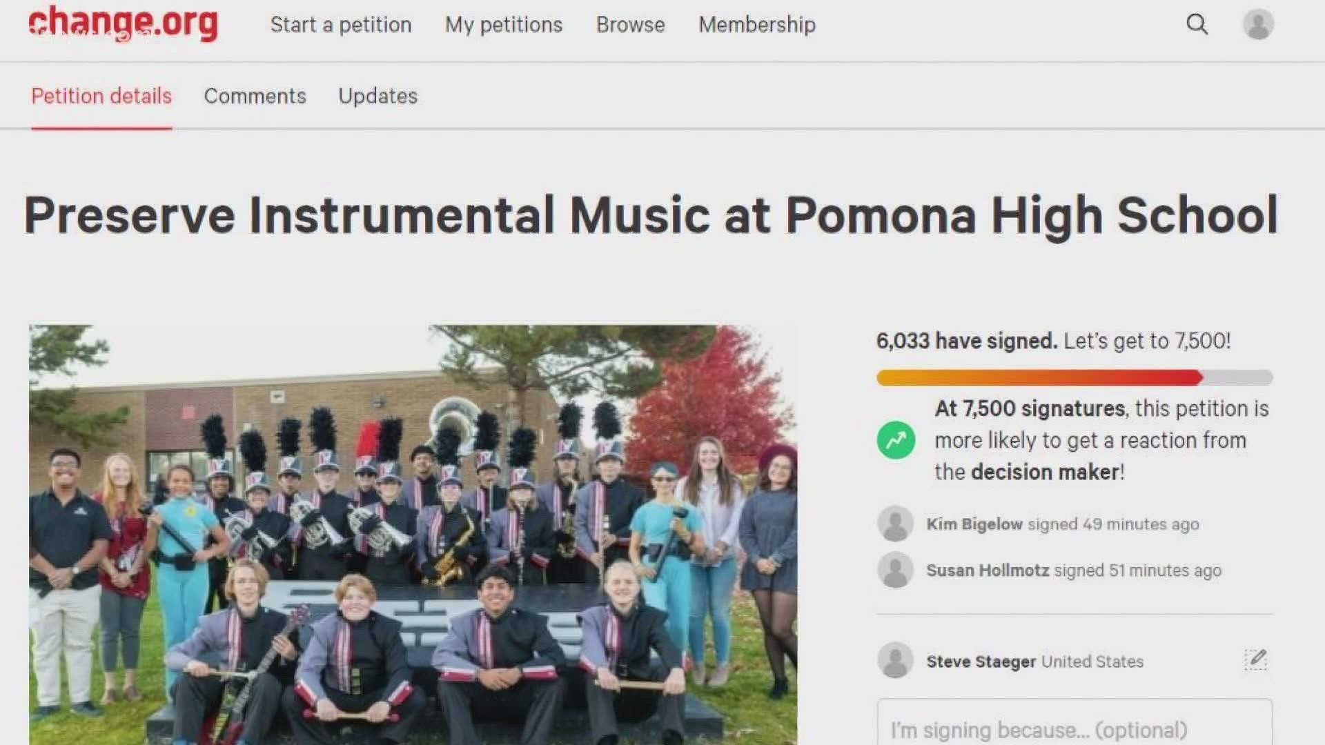 Students and alumni want to protest a decision by Pomona High School administrators to cut a full-time instrumental music teacher in the next school year.