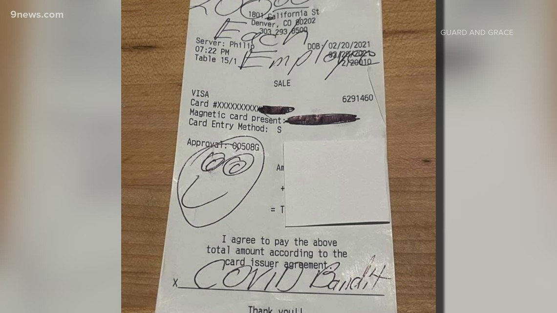 'COVID Bandit' strikes again with $6,800 tip at Denver restaurant ...