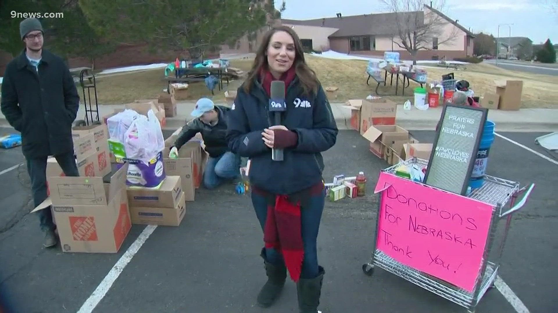 You can drop off donations through noon on Friday at the Peace With Christ church at 3290 South Tower Road in Aurora.