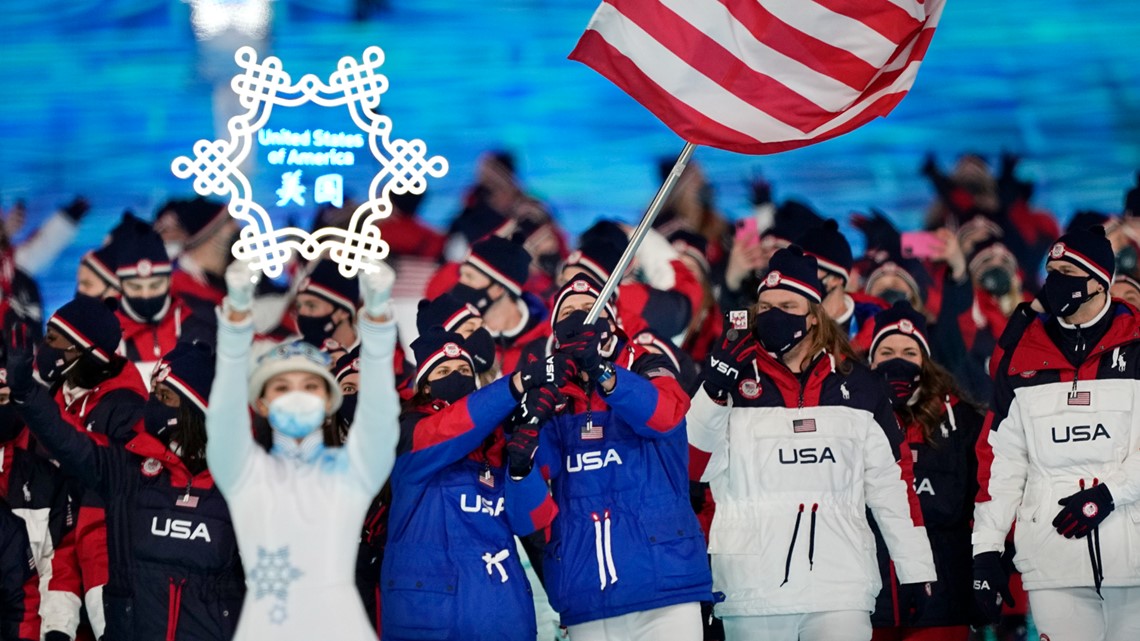 Colorado Olympians at opening ceremony for 2022 Winter Olympics
