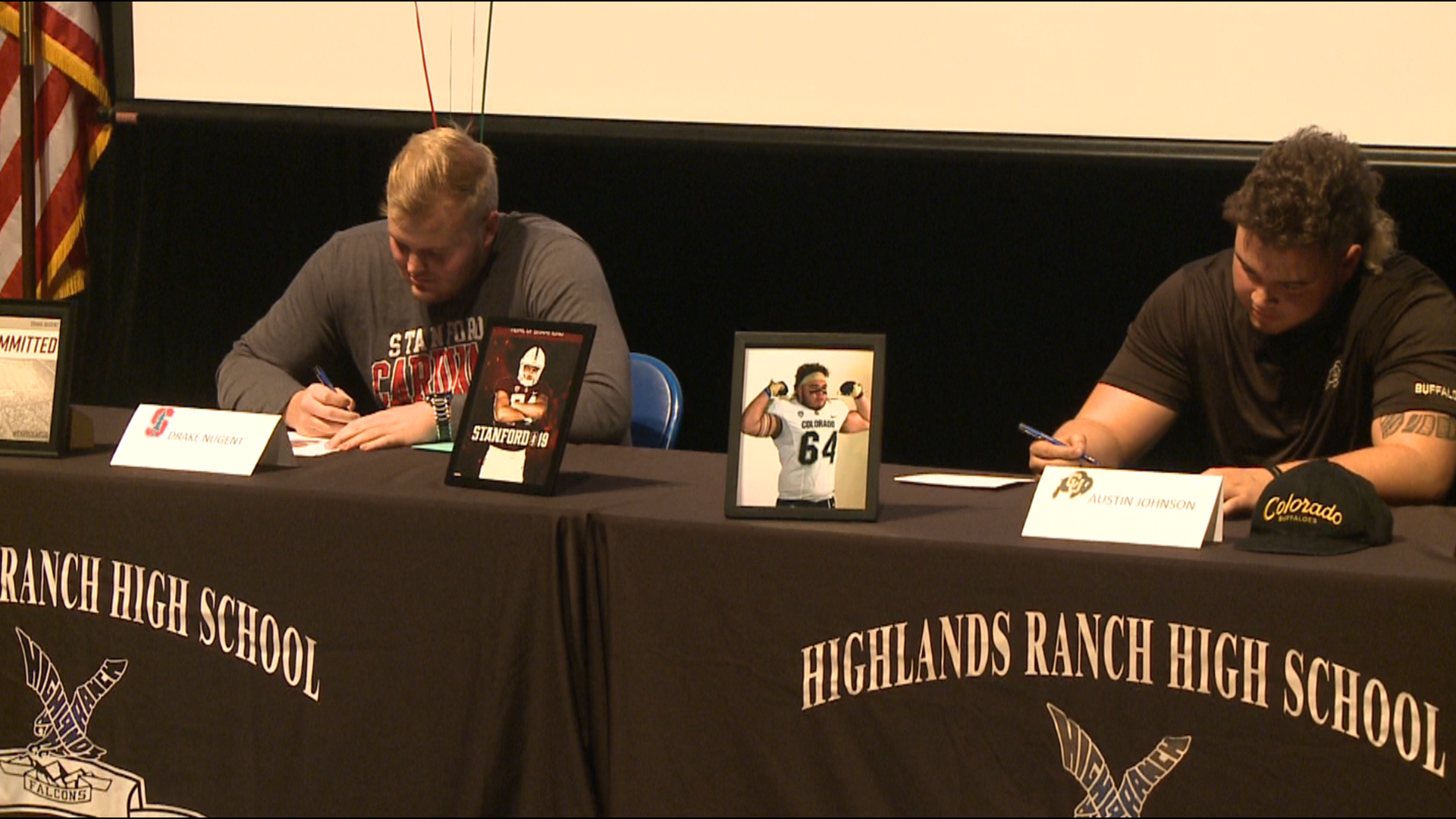 Two Highlands Ranch high school football players signed National Letters of Intent during the early signing period on Wednesday.