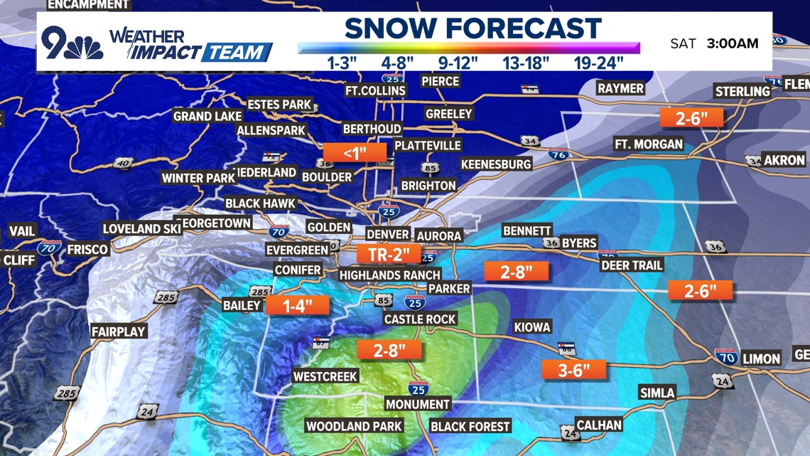 Denver forecast: Heavy snow bands possible, 12 inches in Colorado ...