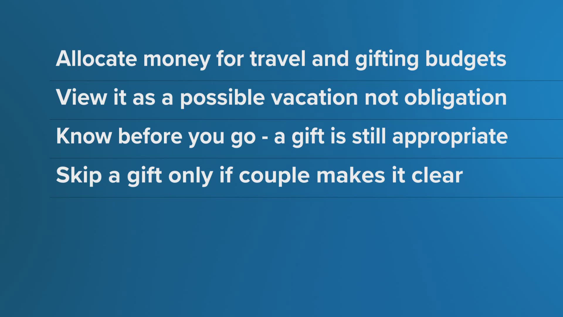 Etiquette expert explains if you're really obligated to bring a gift for a destination wedding.