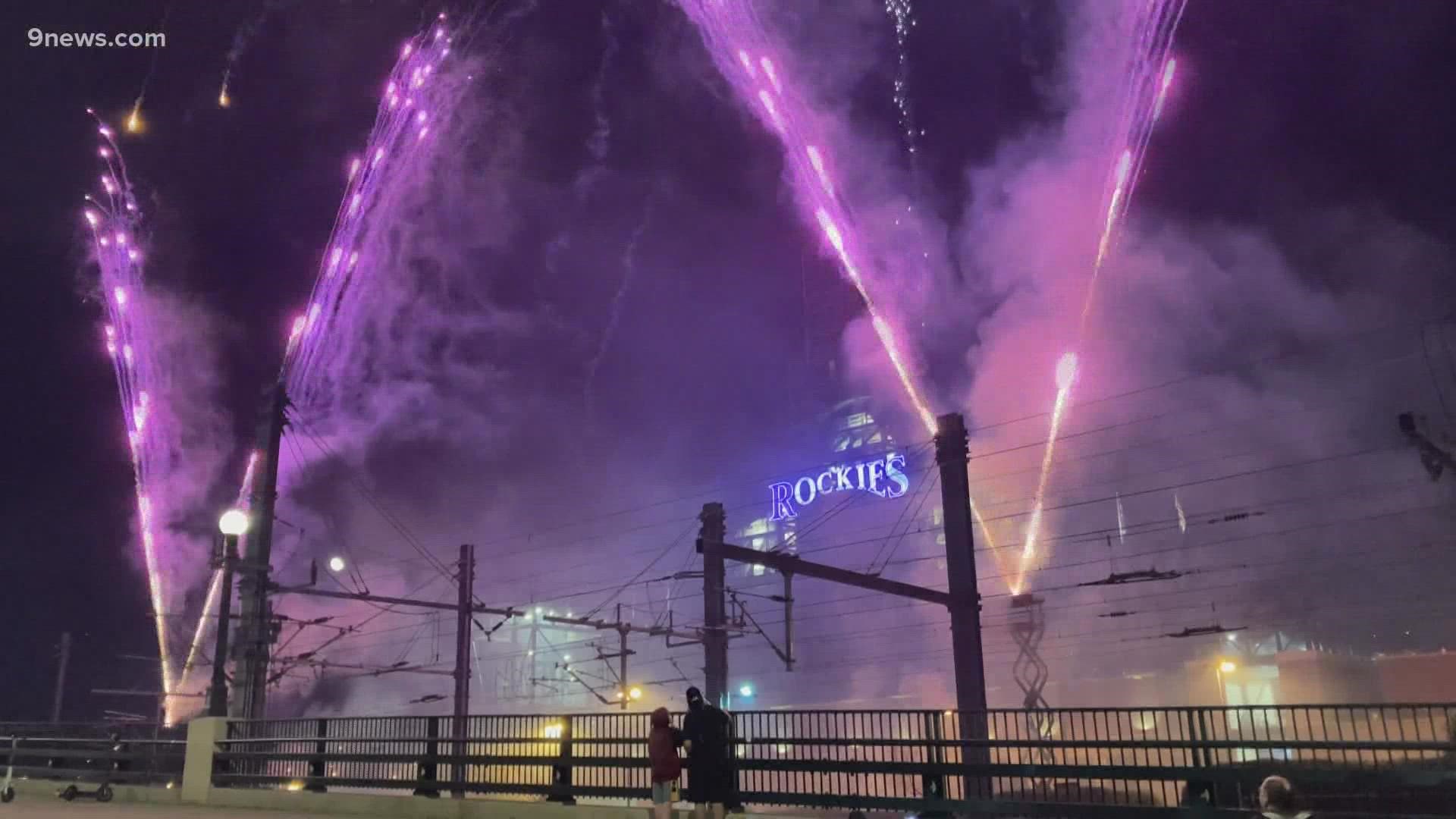 Passengers on the A Line train can get a fireworks show by Coors Field if they roll through downtown Denver at the right time.