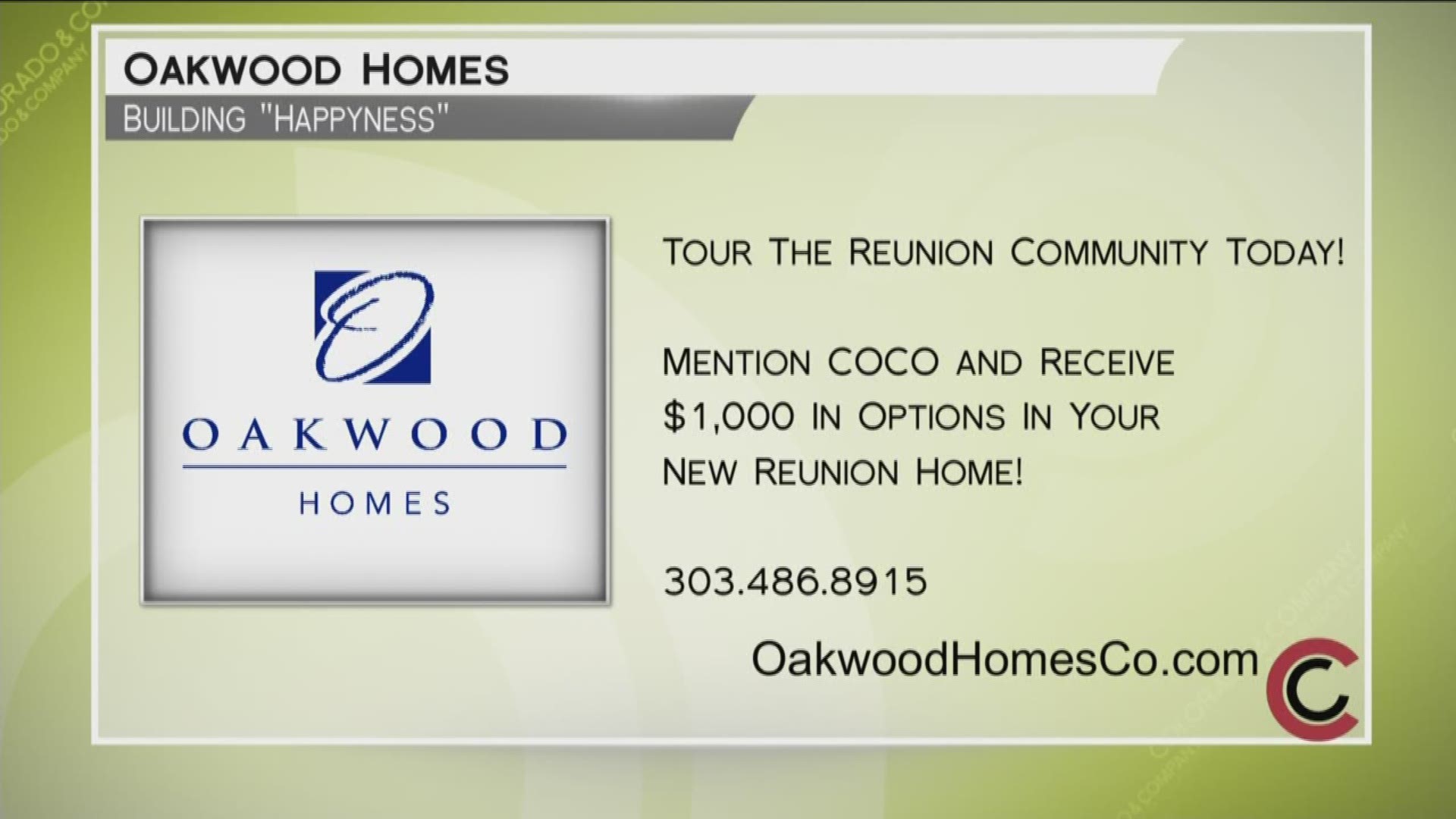 Tour the Oakwood Homes Community in Reunion! Call 303.486.8915 to schedule your appointment. Learn more about their communities at OakwoodHomesCO.com.
