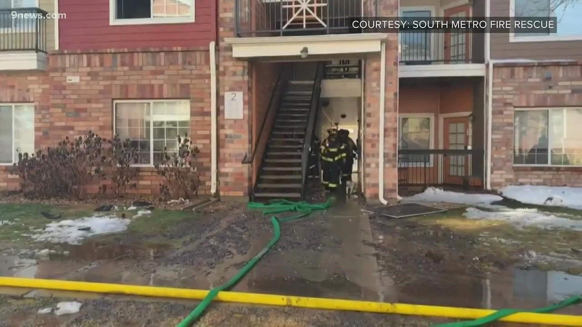 A firefighter is recovering from minor injuries and residents of 24 apartments are displaced after a fire at an apartment complex in Arapahoe County Friday afternoon.