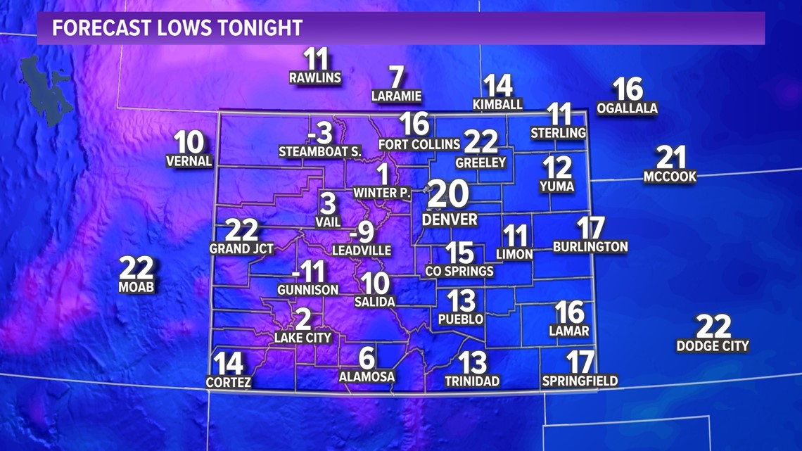 Scattered snow showers overnight Sunday | 9news.com