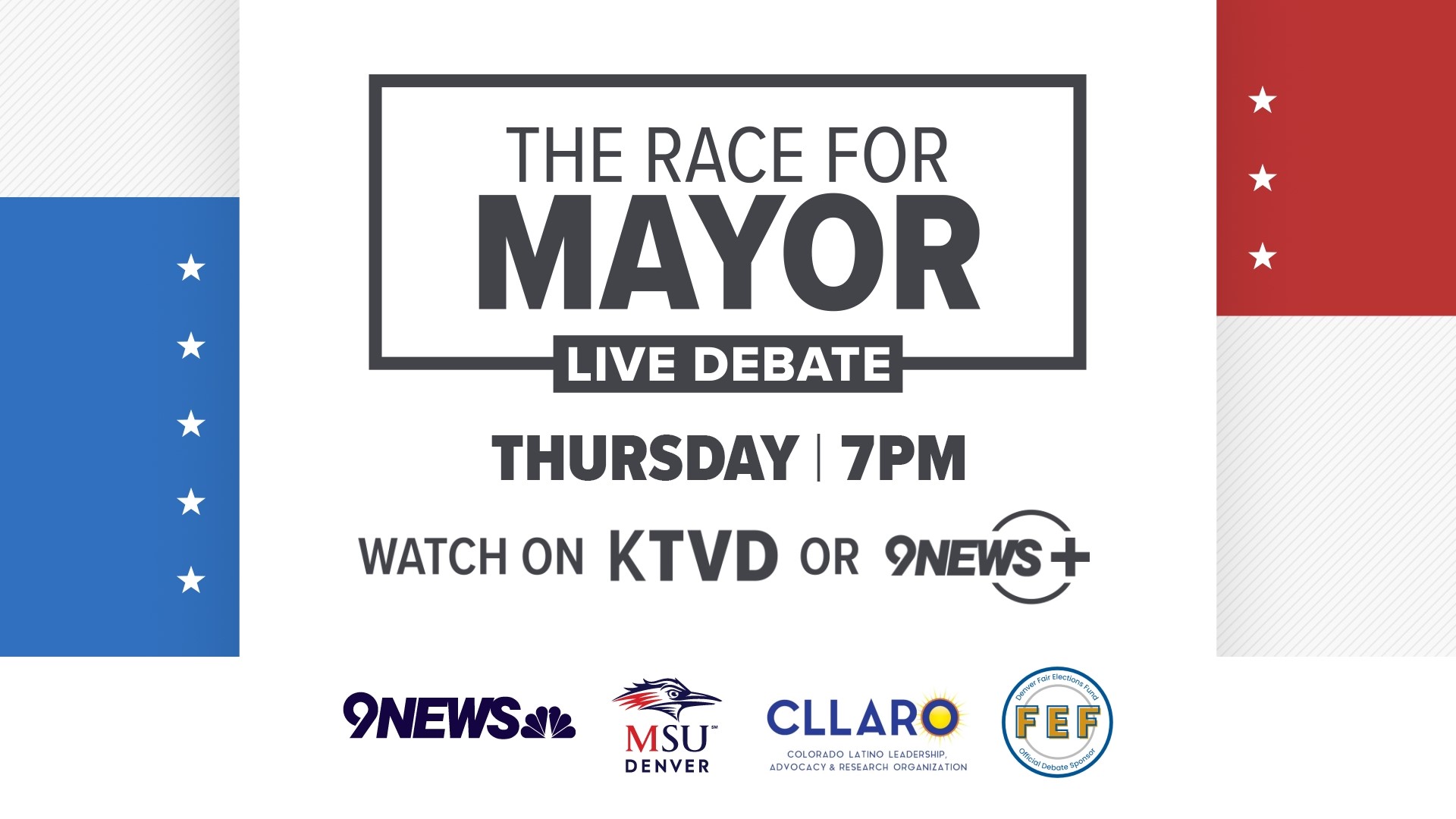 The race to become Denver's next mayor is crowded this year and you'll get a chance to hear from candidates in a debate hosted by 9NEWS.