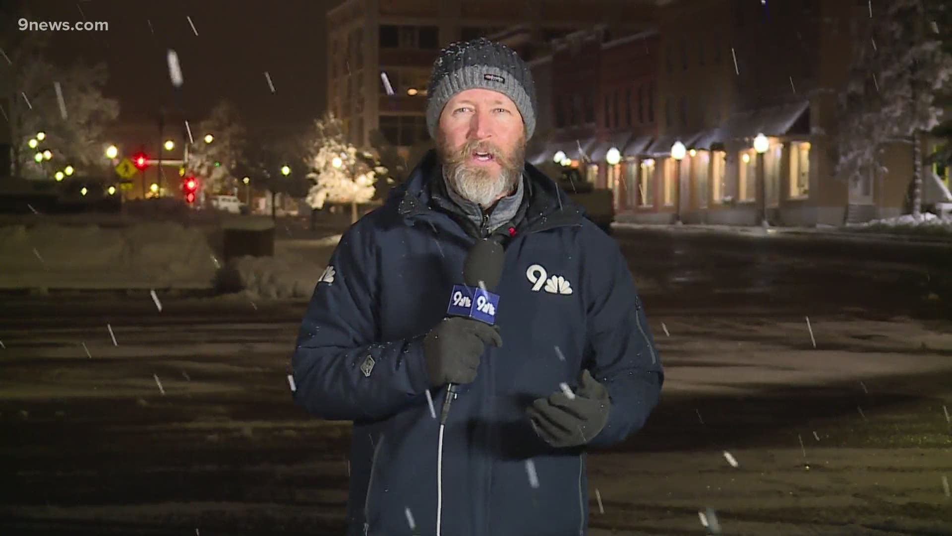 Meteorologist Cory Reppenhagen has a look at snowy conditions Monday morning in Castle Rock.