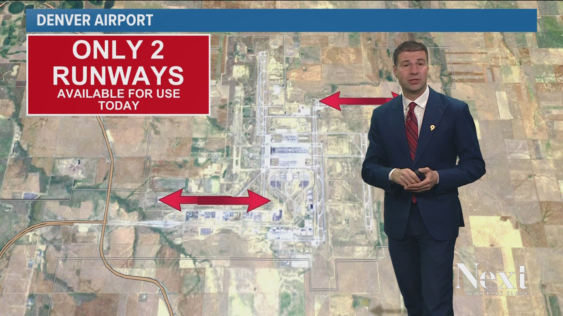 The airport saw more than one thousand delayed flights as winds topped 50 miles per hour there. Chris Bianchi explains how runway direction is the issue.
