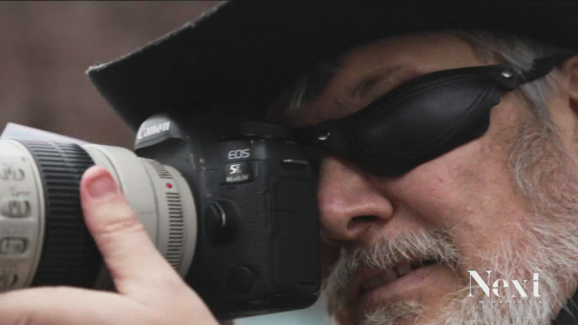 Hans Watson suffered a stroke that left him blind several years ago. He has regained sight in one eye and uses photography as a form of rehab.