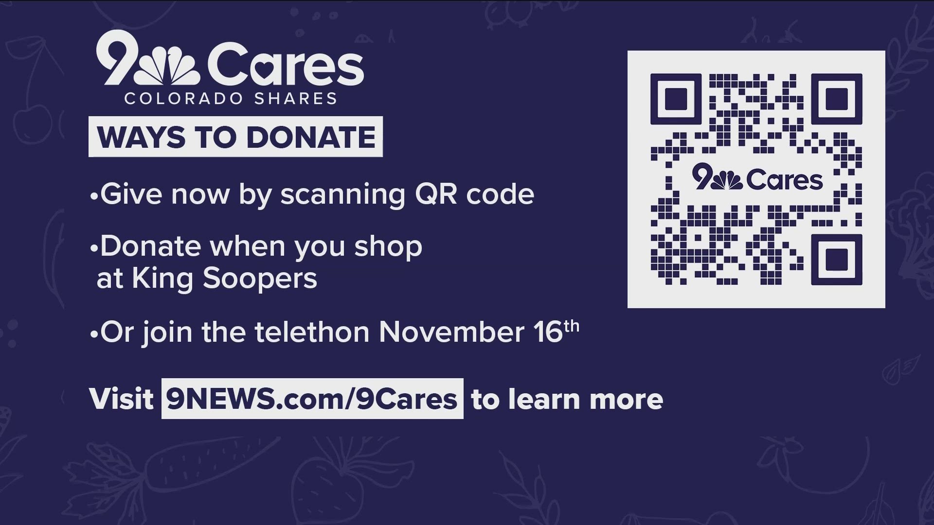 Scan the QR Code to donate and help your neighbors in need. 9News.com/9Cares has more.