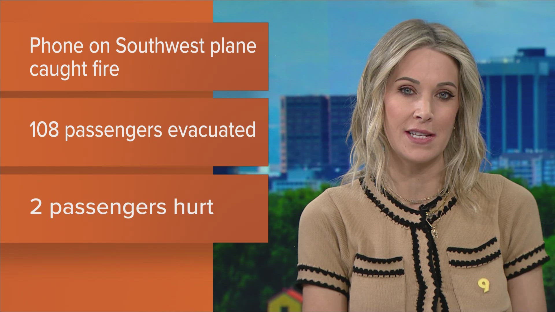 The Houston-bound flight was still at the gate at Denver International Airport when the fire happened.