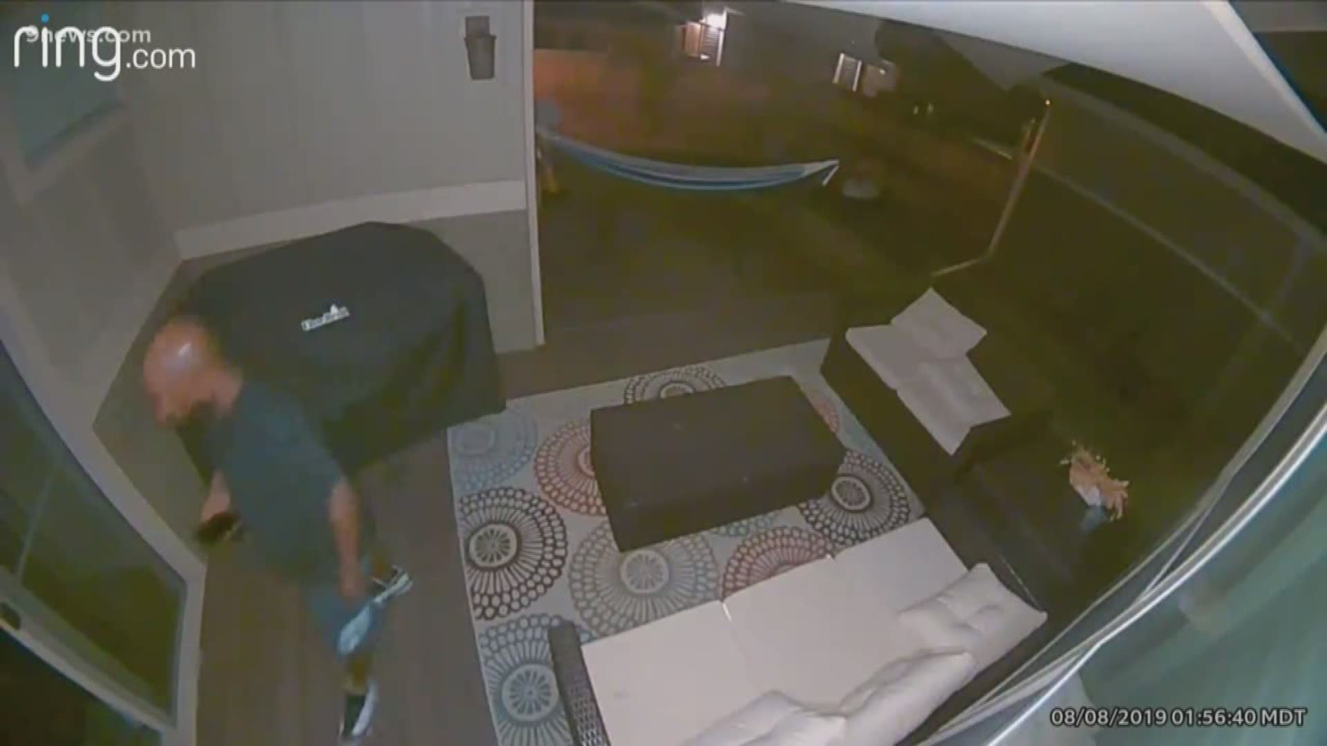 Surveillance video of the suspected burglar has been passed around by neighbors on social media.