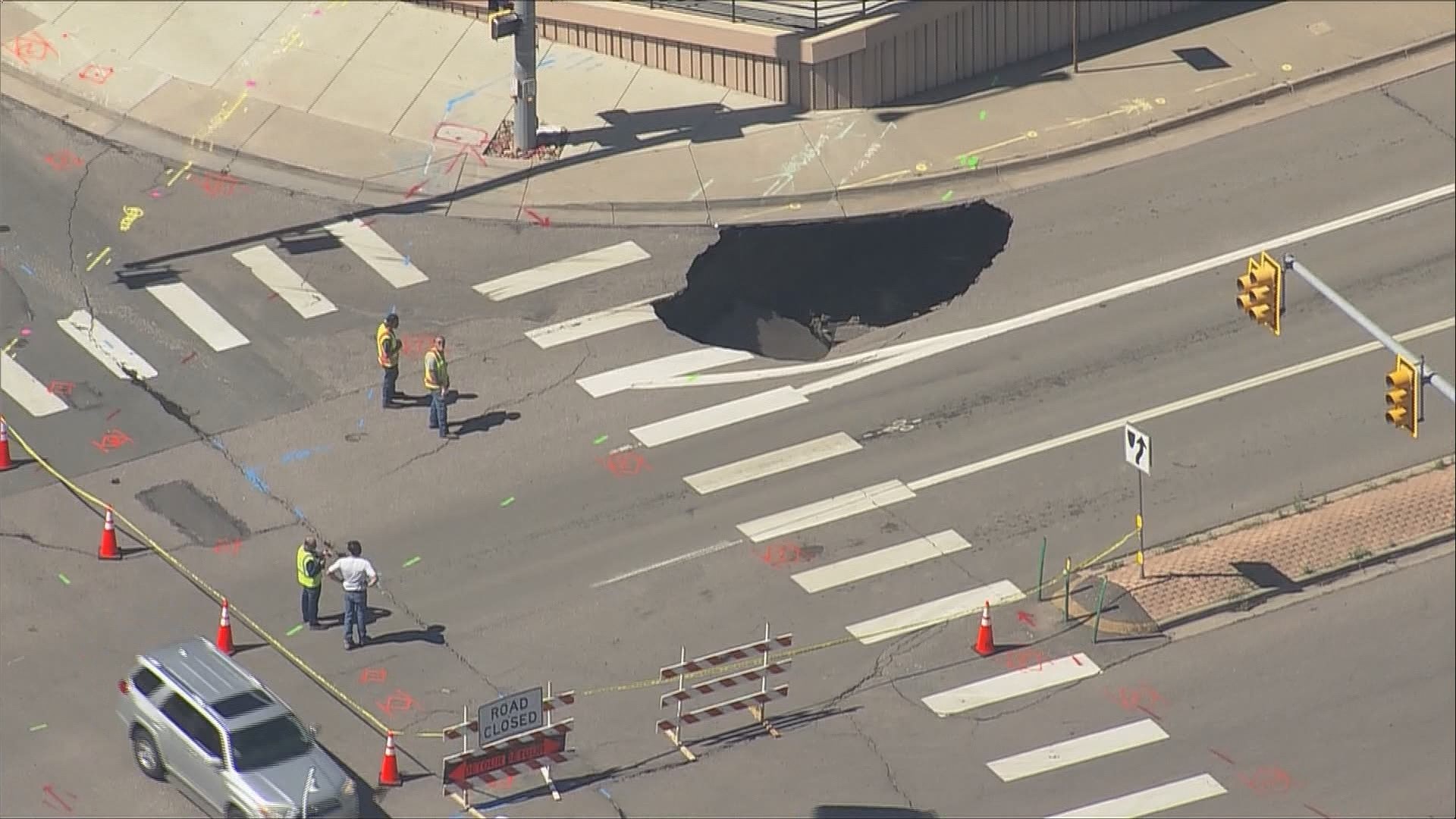 The Englewood Police Department said there is a new sinkhole on Oxford Avenue near Santa Fe Drive, the fifth one in that area in eight years.