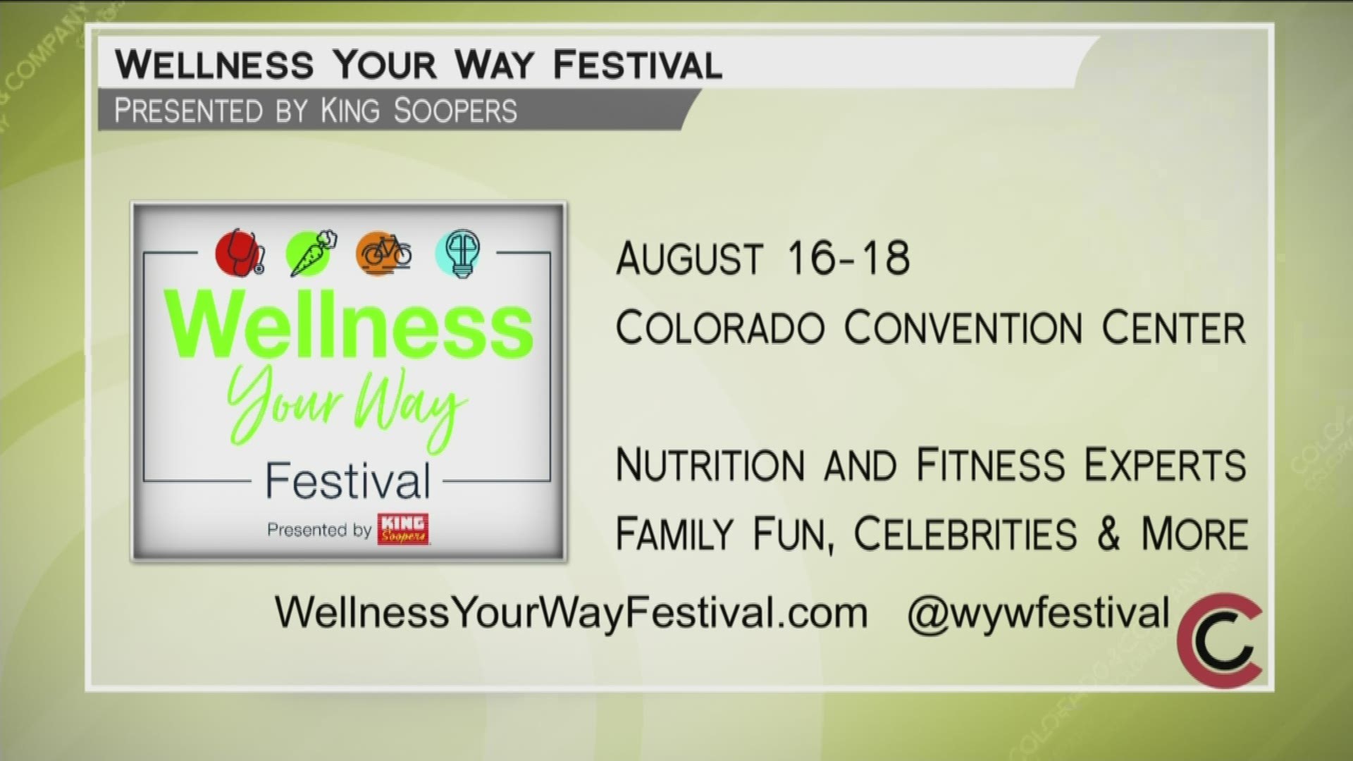 Meet top fitness and nutrition experts at the Wellness Your Way Festival, presented by King Soopers. It’s happening August 16th through 18th at the Colorado Convention Center. Tickets start at just $10. Learn more at www.WellnessYourWayFestival.com.  THIS INTERVIEW HAS COMMERCIAL CONTENT. PRODUCTS AND SERVICES FEATURED APPEAR AS PAID ADVERTISING.