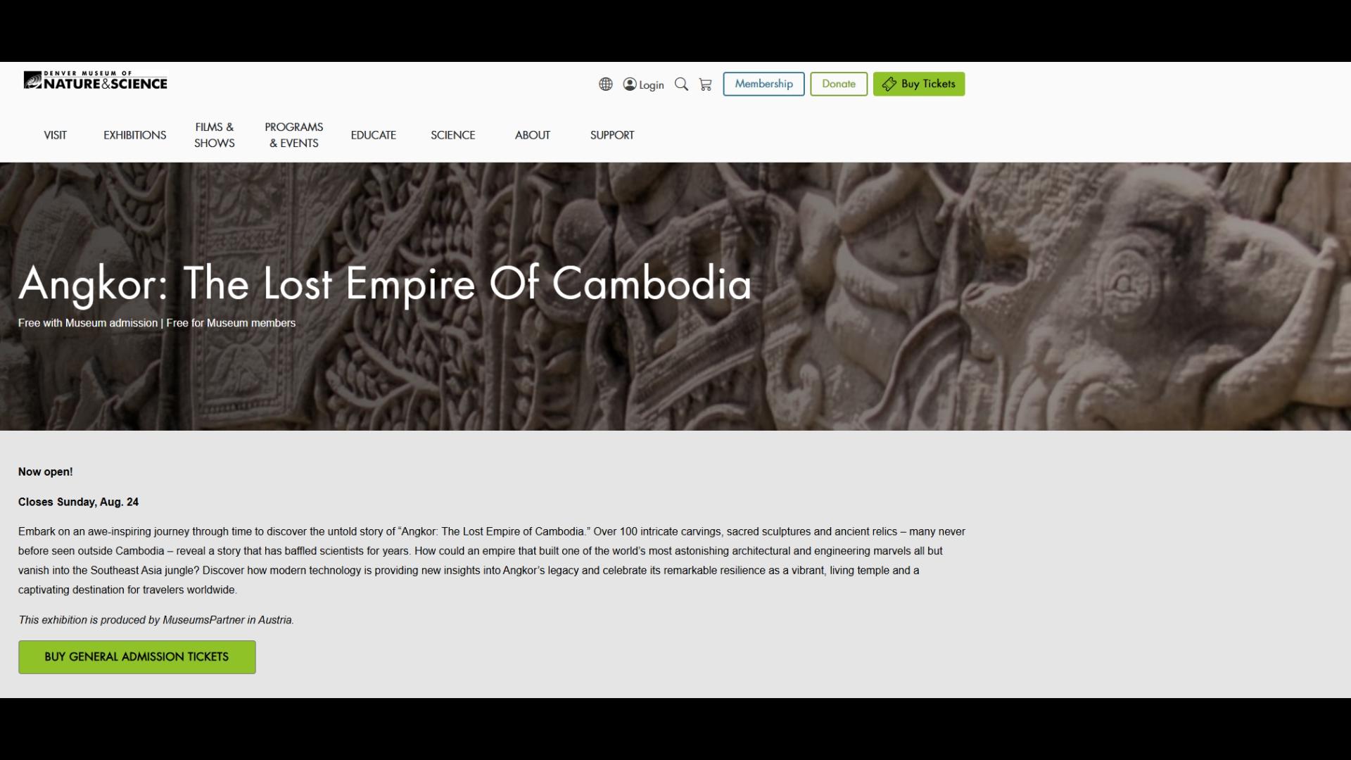 Explore the Lost Empire of Cambodia now through August 24th at DMNS. Visit DMNS.org to get tickets.