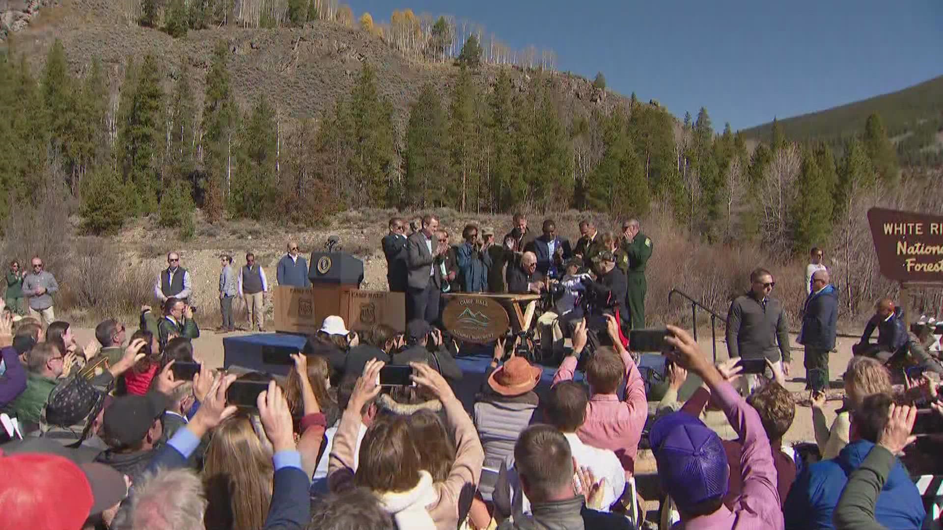 The designation of Camp Hale Continental Divide National Monument on Wednesday is the first of its kind by the Biden administration.