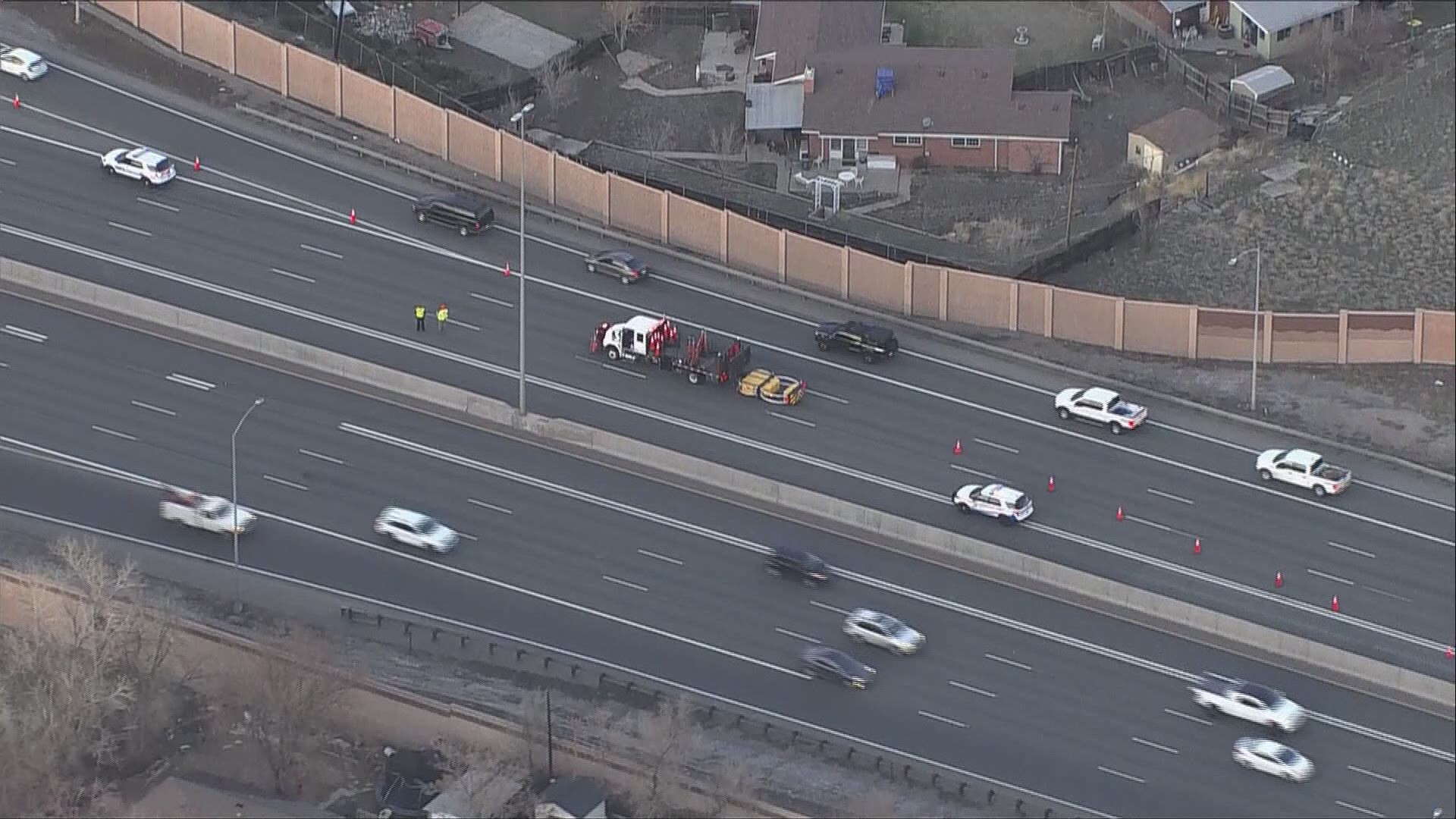 Northbound lanes of I-25 near 84th Avenue were closed for about 2 hours Thursday evening.