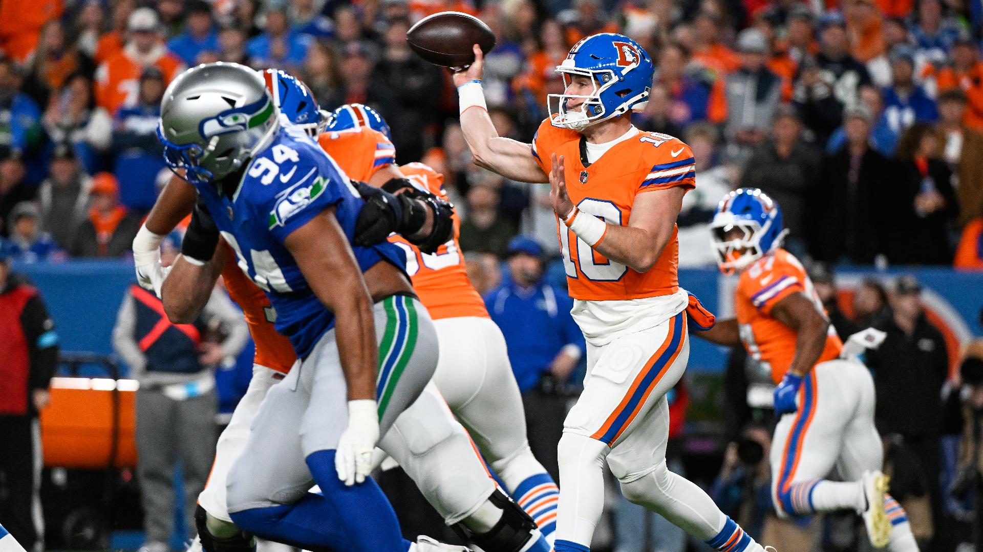 Nix's who cares? attitude just the tonic as Broncos lead Seahawks, 14-3 at halftime