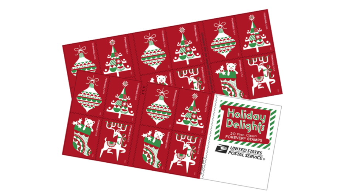 $4/mo - Finance Holiday Delights Forever Postage Stamps Book of 20 First  Class US Postal Christmas Celebrations Wedding Anniversary Party Traditions  (20 Stamps)