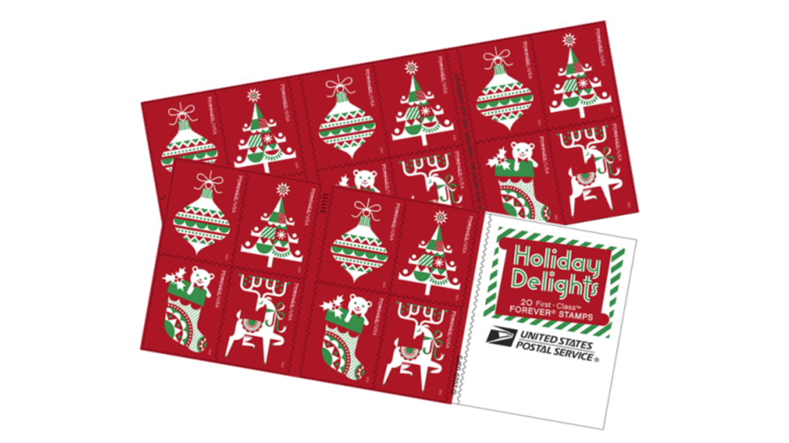 Holiday Delights USPS First Class Forever Postage Stamps 5 Sheets