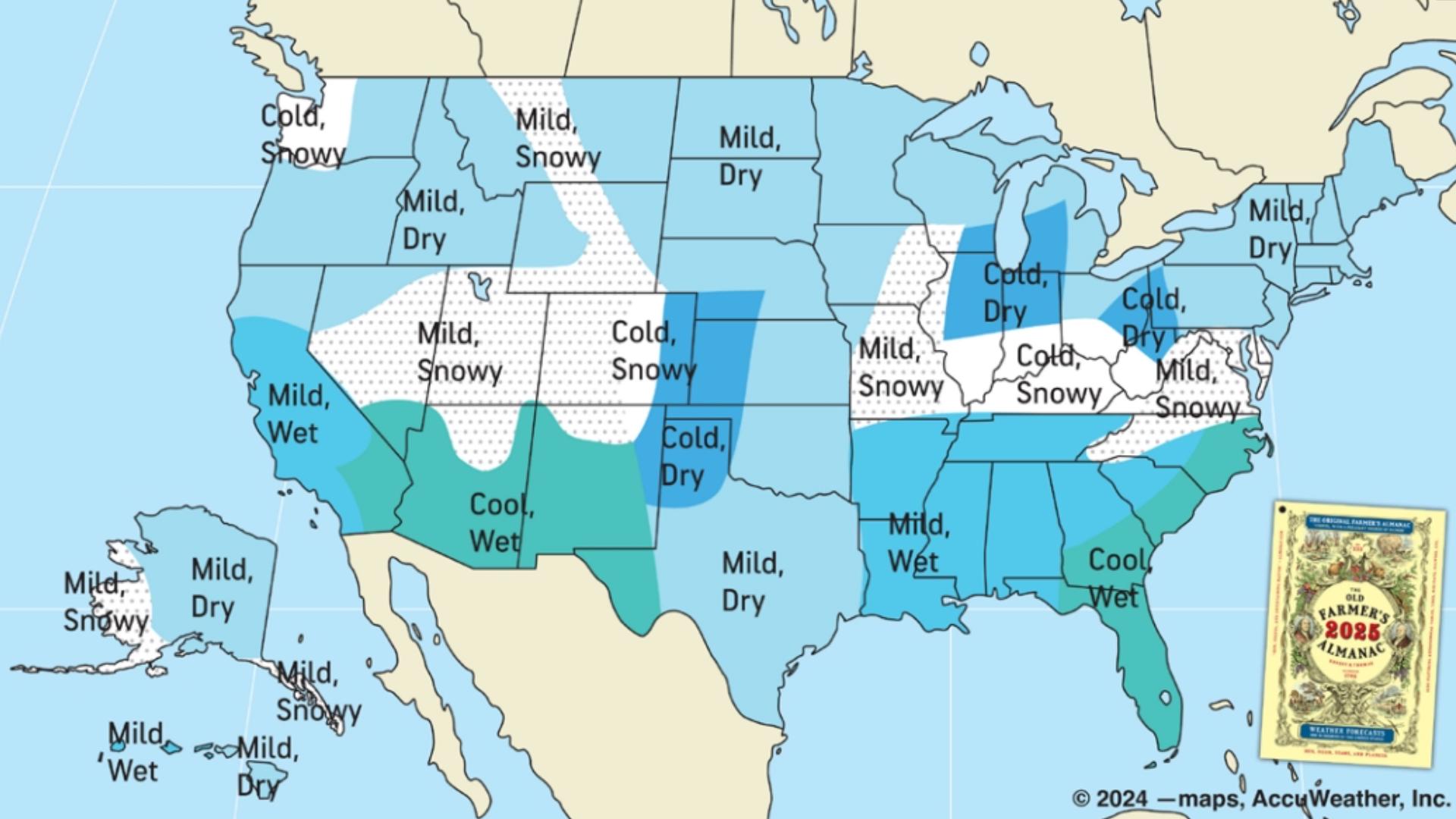 Old Farmers' Almanac releases winter forecast for 2024-25 season ...