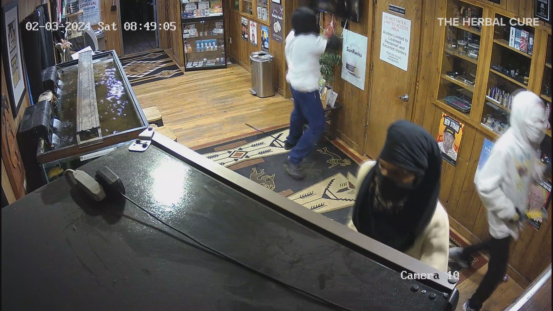The owner of the Denver dispensary said that vandals broke into his shop twice over the weekend, causing roughly $50,000 in damage.