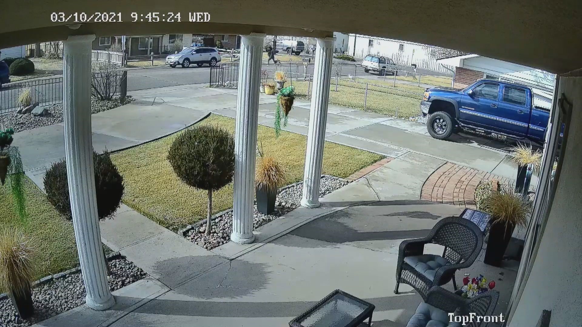 Doorbell camera video shows a man being attacked by three dogs in a Commerce City neighborhood shortly after the man exited his vehicle.