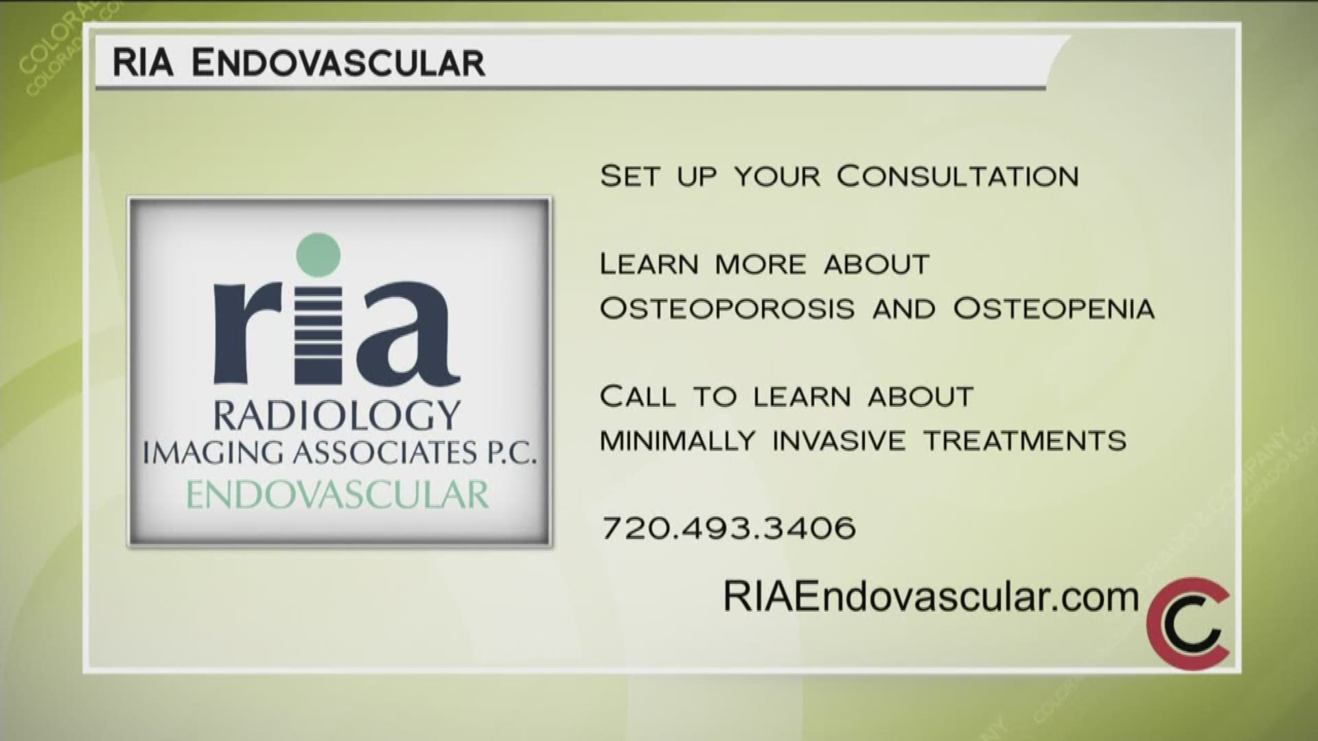 If you feel like you're suffering from any of the symptoms talked about in this segment, call 720.493.3406 or visit RIAEndovascular.com to see how they can help.