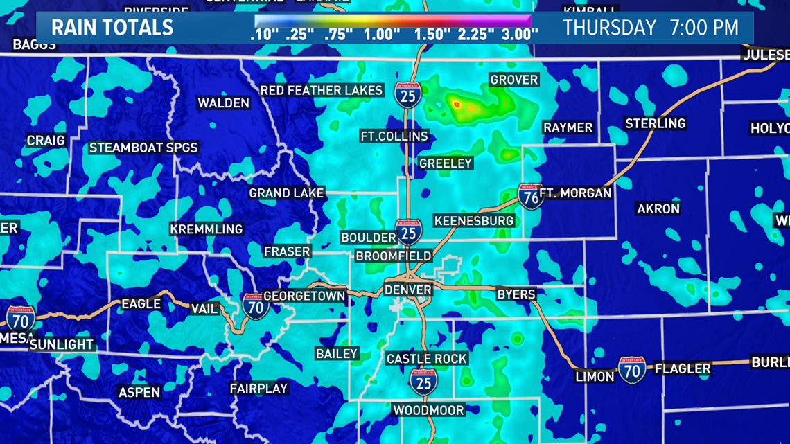 Colorado rain totals from Thursday's washout