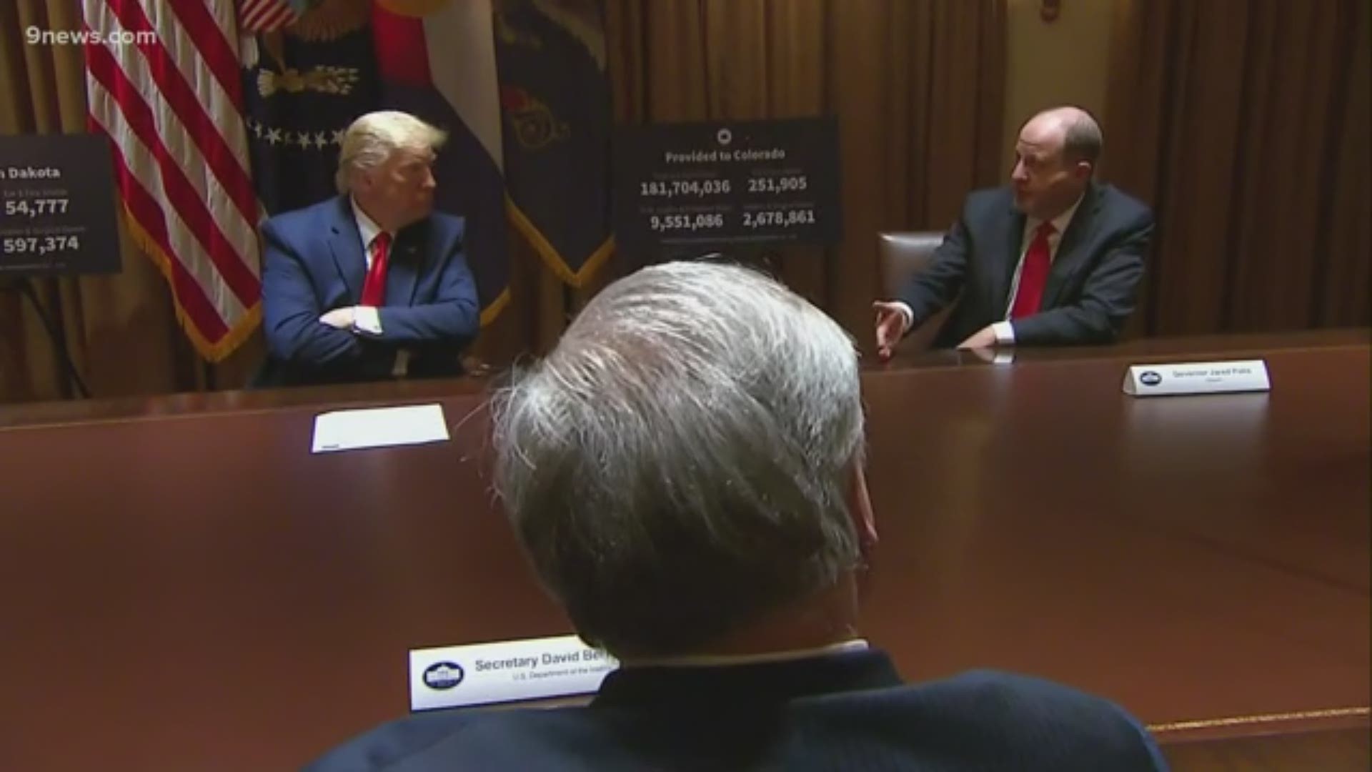 Gov. Jared Polis (D-Colorado) met with President Donald Trump in the Cabinet Room at the White House Wednesday afternoon.