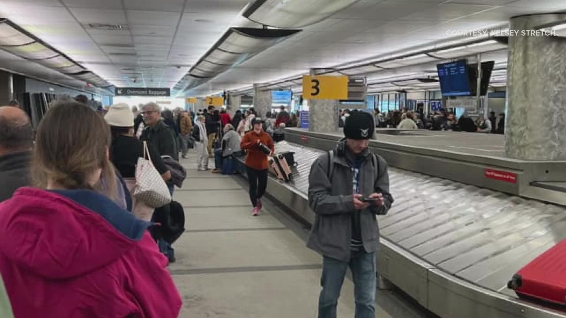 Some people have waited for hours to re-book flights or gather their luggage.