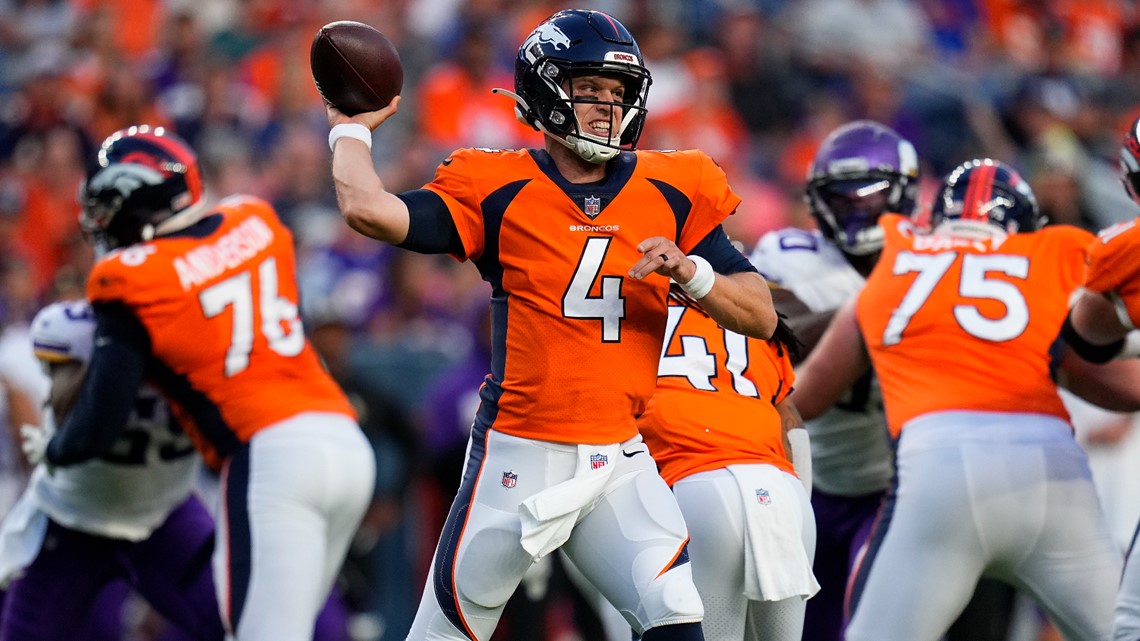 Minnesota Vikings linebacker William Kwenkeu (47) plays against the Denver  Broncos during an NFL preseason football game, Saturday, Aug. 27, 2022, in  Denver. (AP Photo/Jack Dempsey Stock Photo - Alamy