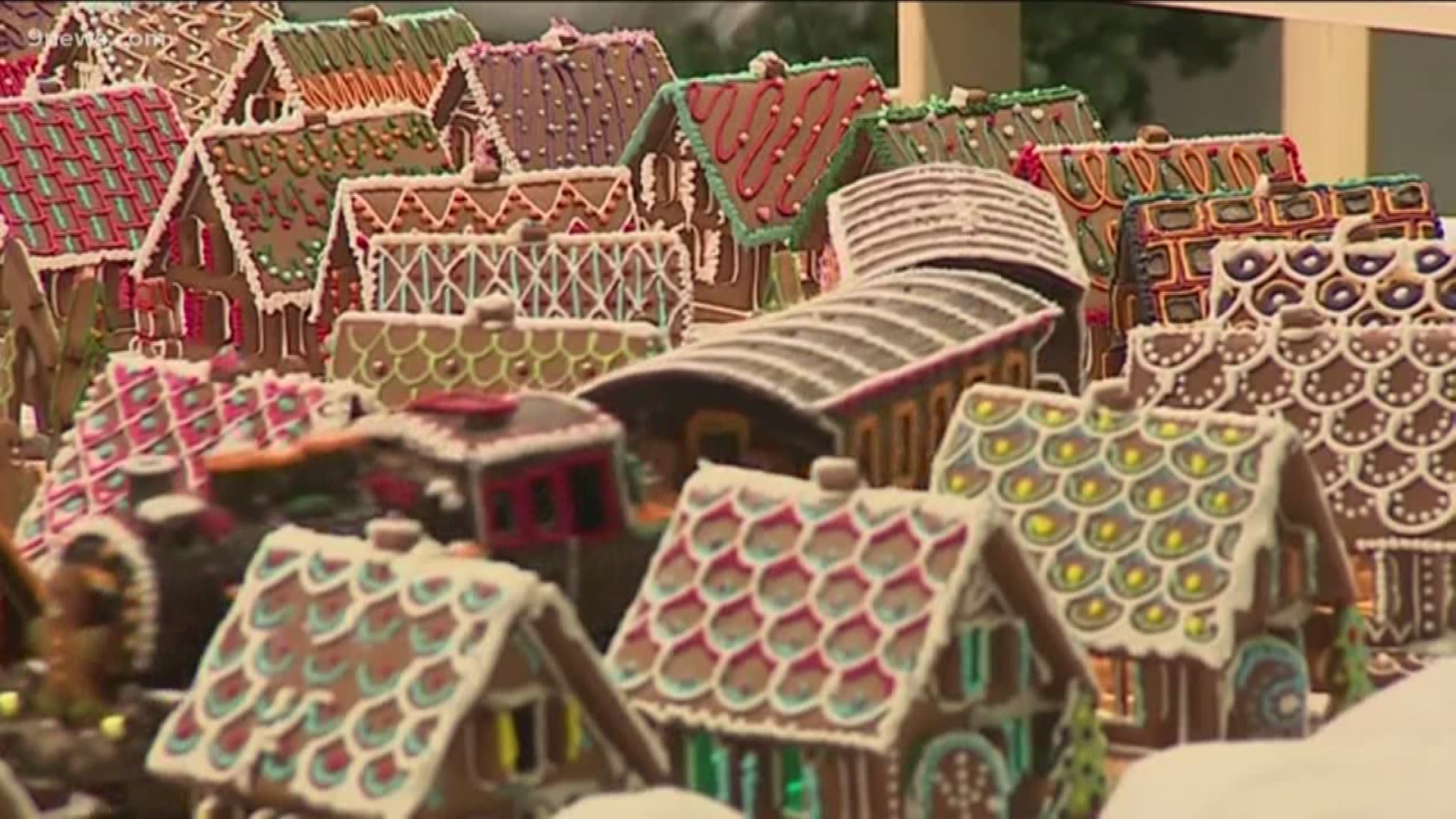 An 860-square-foot gingerbread town is on display in Poland. More than 30 artists built the model biscuit town and a lot of the items on display were molded by hand.