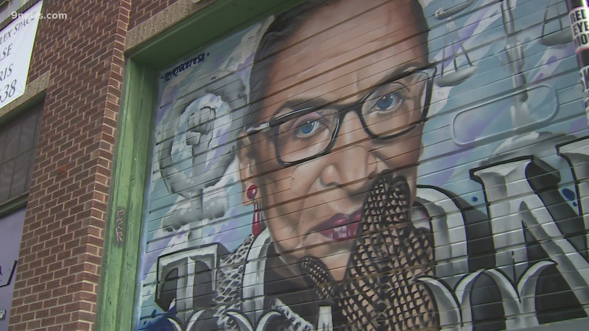Two New York street artists, Menace and Resa,  were in town for Crush Walls when they heard about RBG and turned to their craft to honor her.