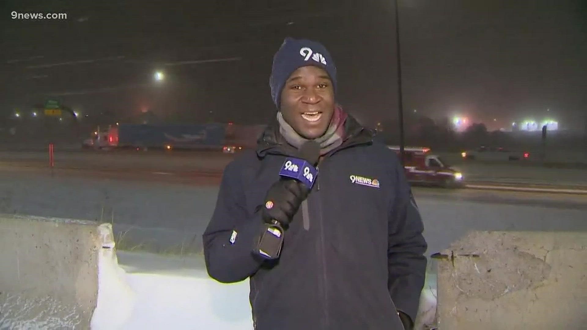 9NEWS reporter Eddie Randle is in Monument with a look at current conditions there. There's a lot of blowing snow which is causing limited visibility.