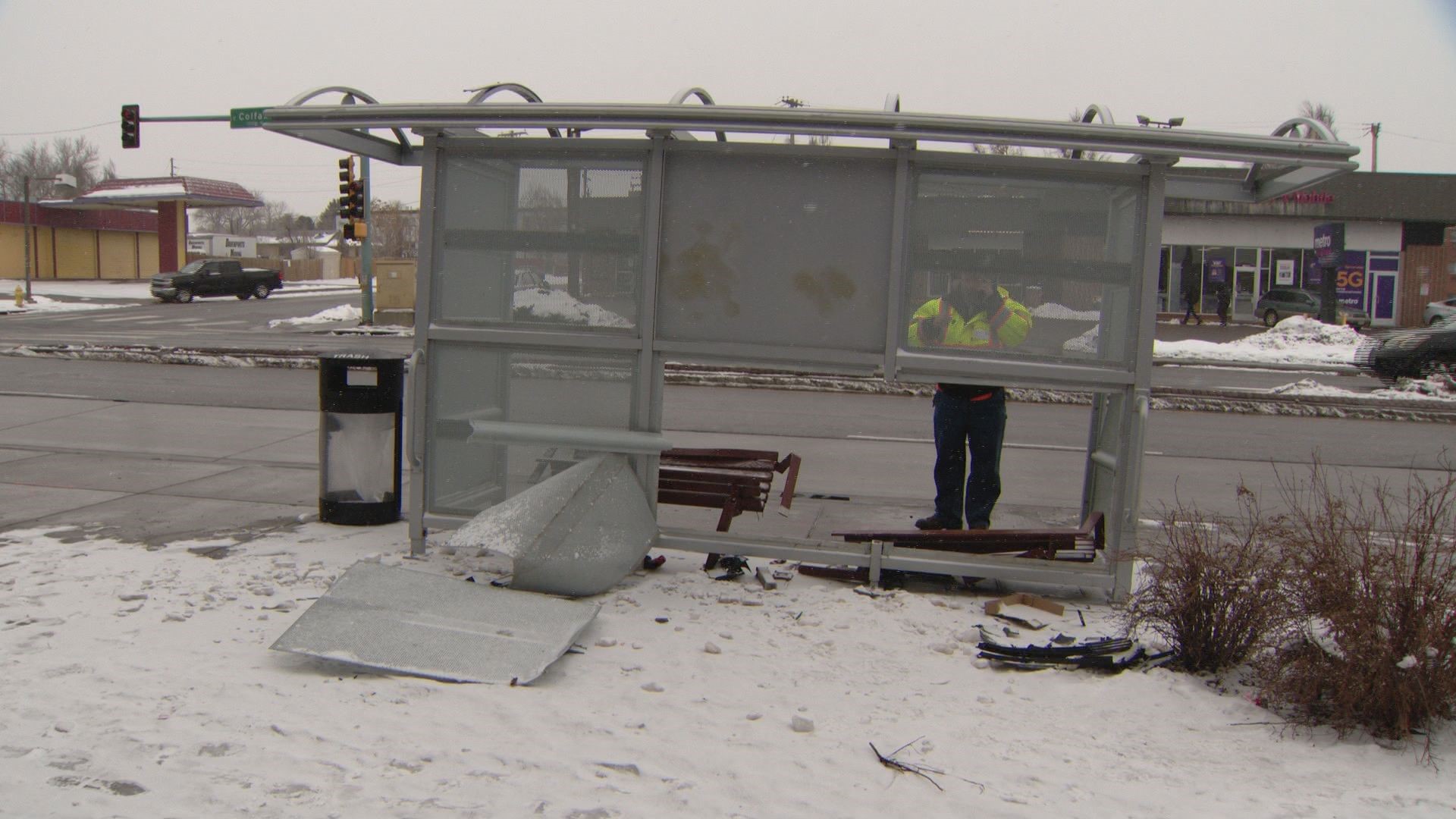 2 hurt in Aurora bus stop crash on East Colfax Avenue | 9news.com