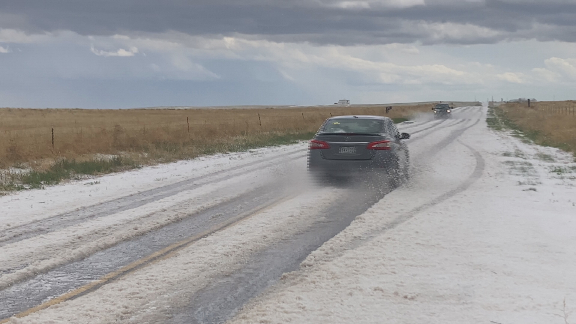 Heavy hail fell as storms moved through parts of Colorado on Wednesday.