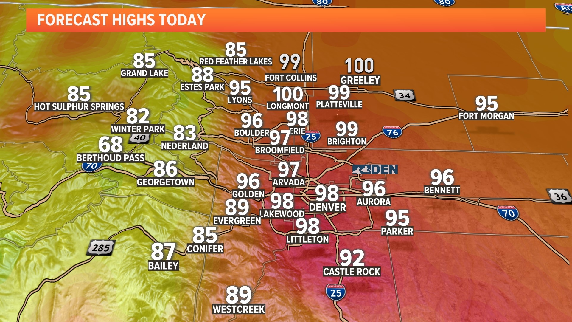Denver area under Heat Advisory with 100-degree heat possible | 9news.com