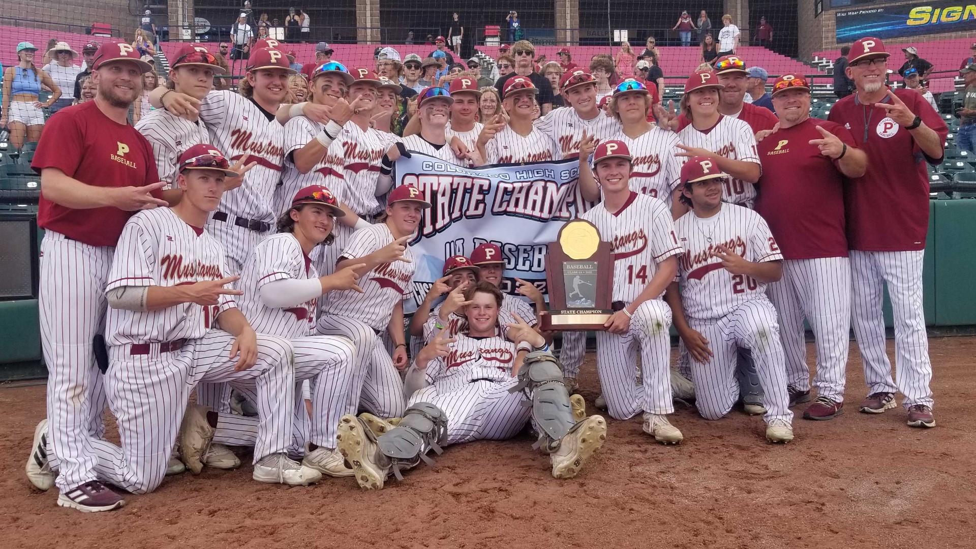The Mustangs defeated Cheyenne Mountain 11-1 in the Class 4A baseball state title game on Saturday afternoon.